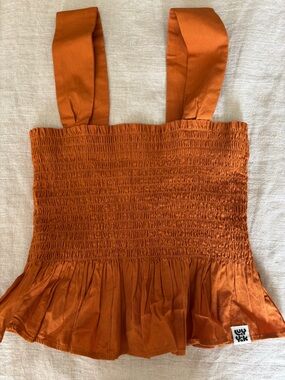Lucy & Yak Rust Orange Smocked Tank Top